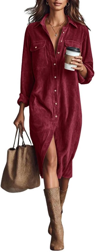 Full-length front view of shirt dress