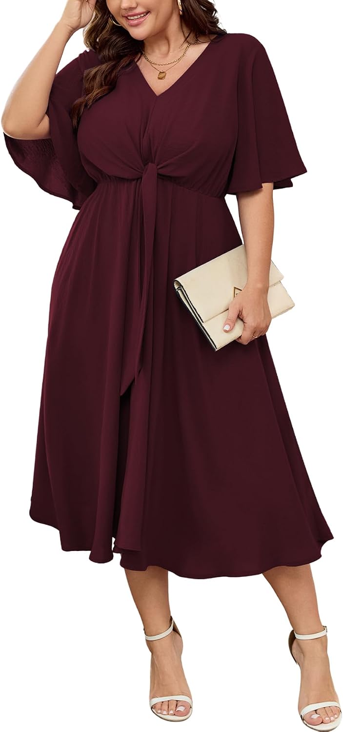 Full-length front view of midi dress