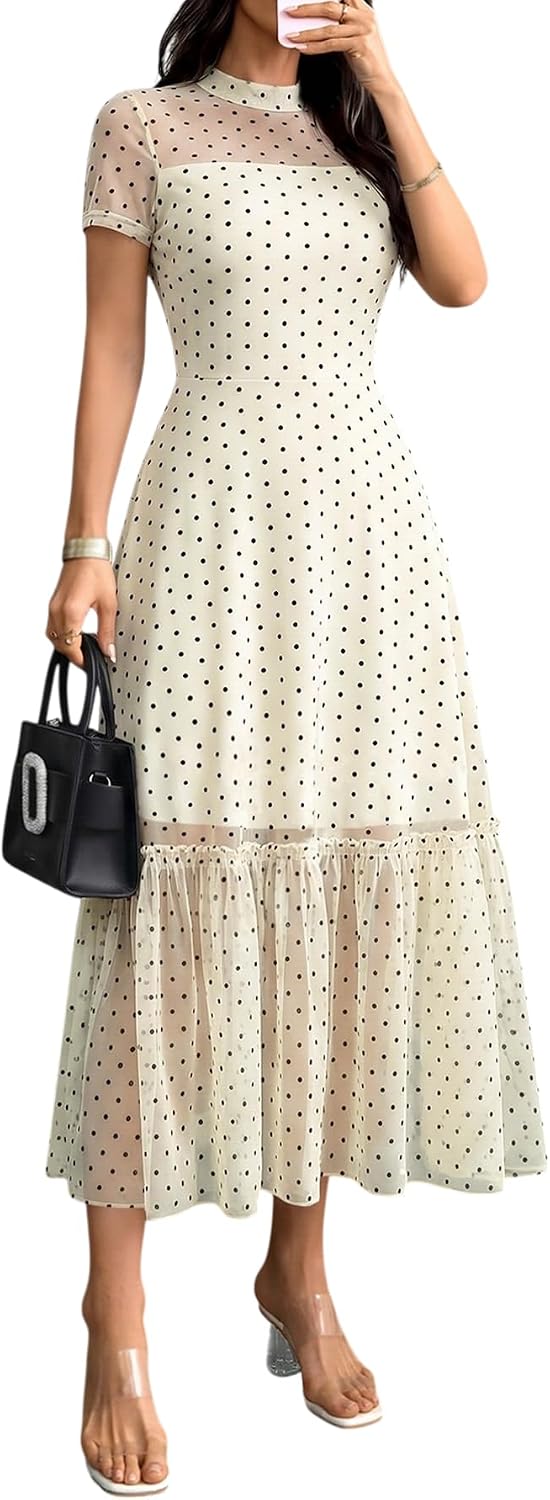 Floral mesh maxi dress with ruffle detail