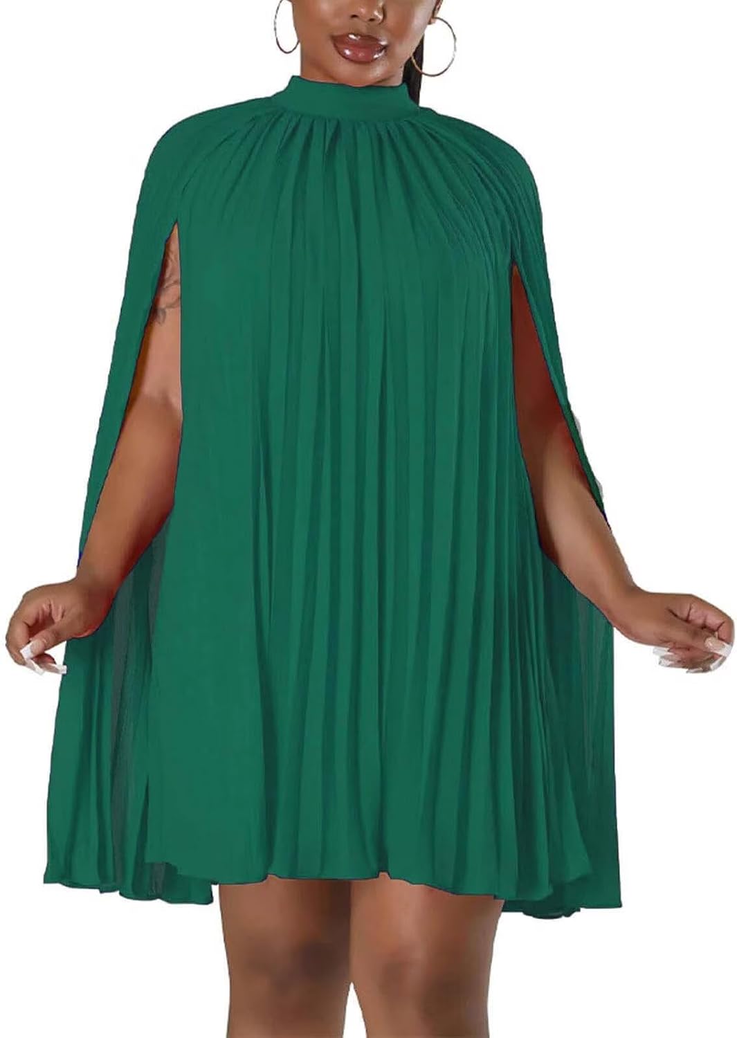Back view of cape sleeve mini dress