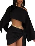 Off-shoulder crop top and mini skirt matching set