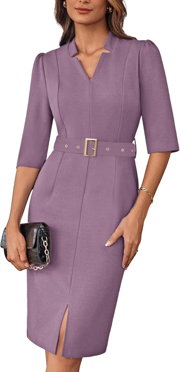 Side view showing knee-length hem