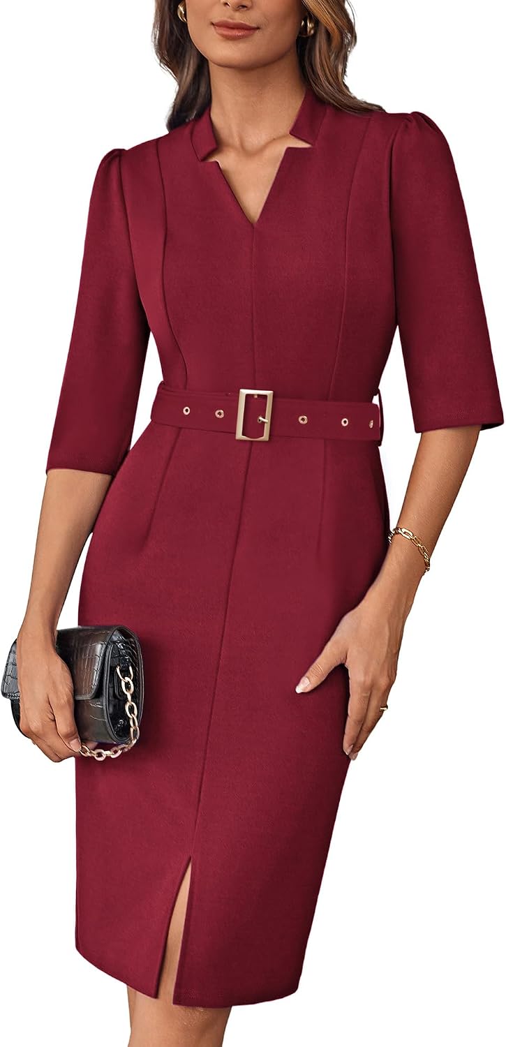 Side view showing knee-length hem