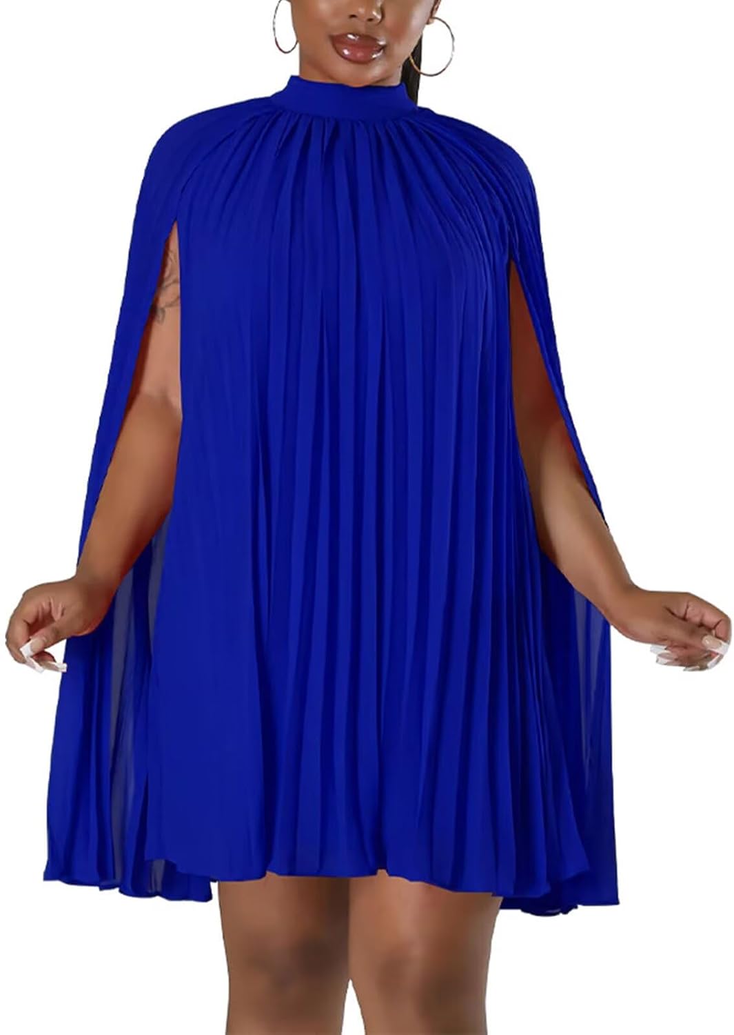 Detail shot of cape sleeve draping