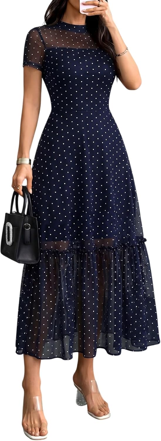 Floral mesh maxi dress with ruffle detail