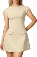 Mock neck a-line mini dress with cap sleeves