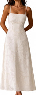 Square-neck maxi dress with backless lace-up A-line silhouette