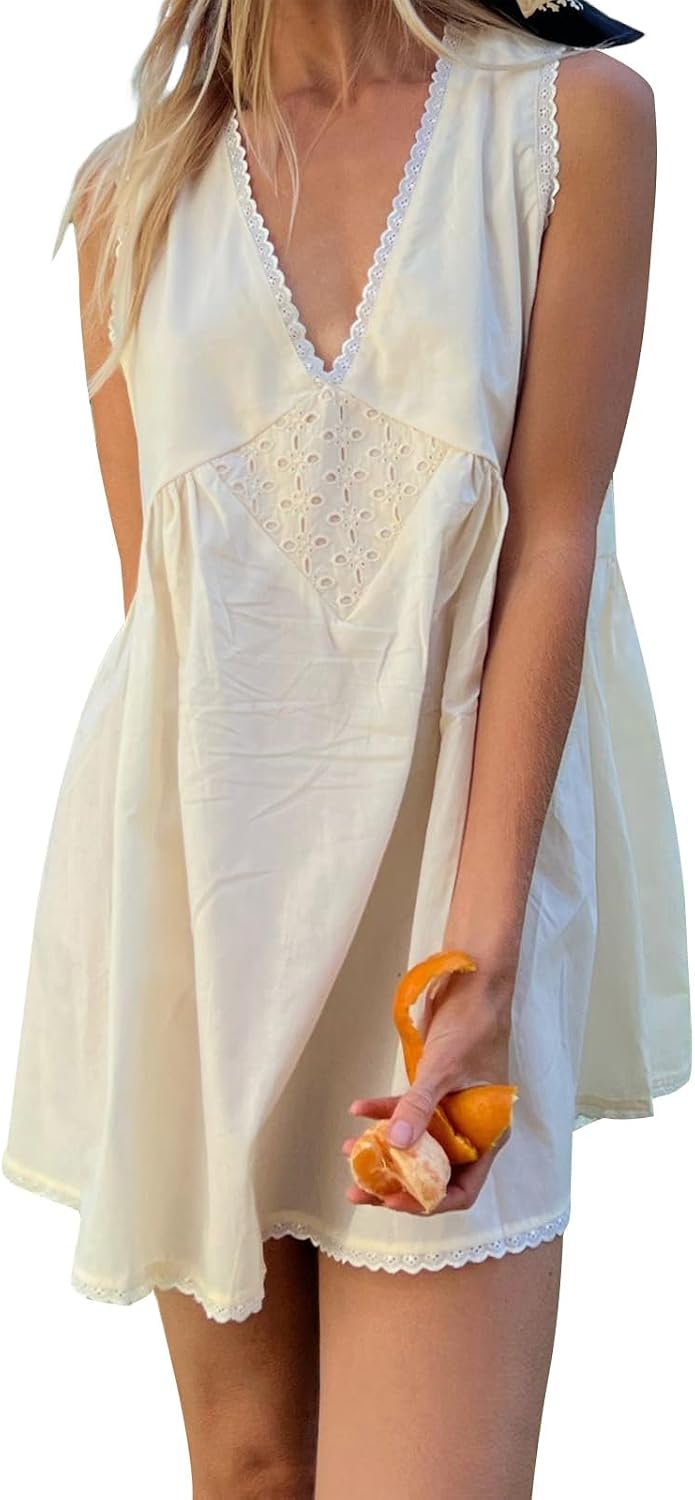 Front view of babydoll tank mini dress