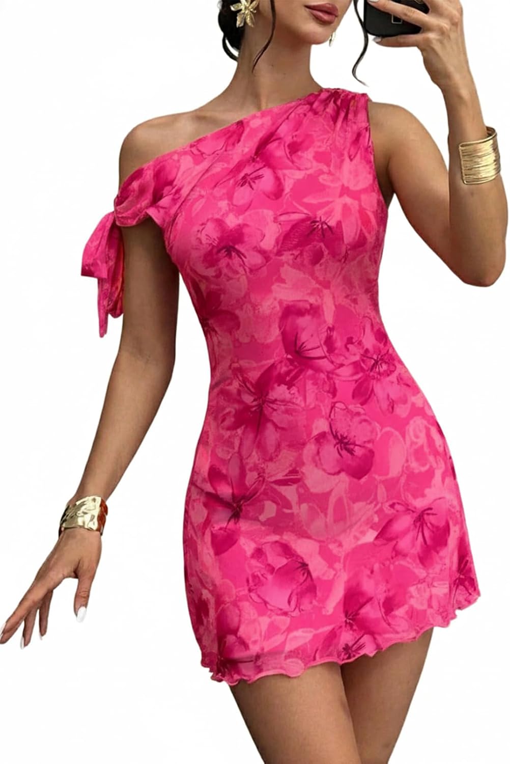 Acelitt Womens Summer Floral Off Shoulder Dress,S-XXL