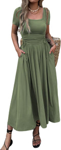 Bodycon maxi dress with adjustable waist and pockets