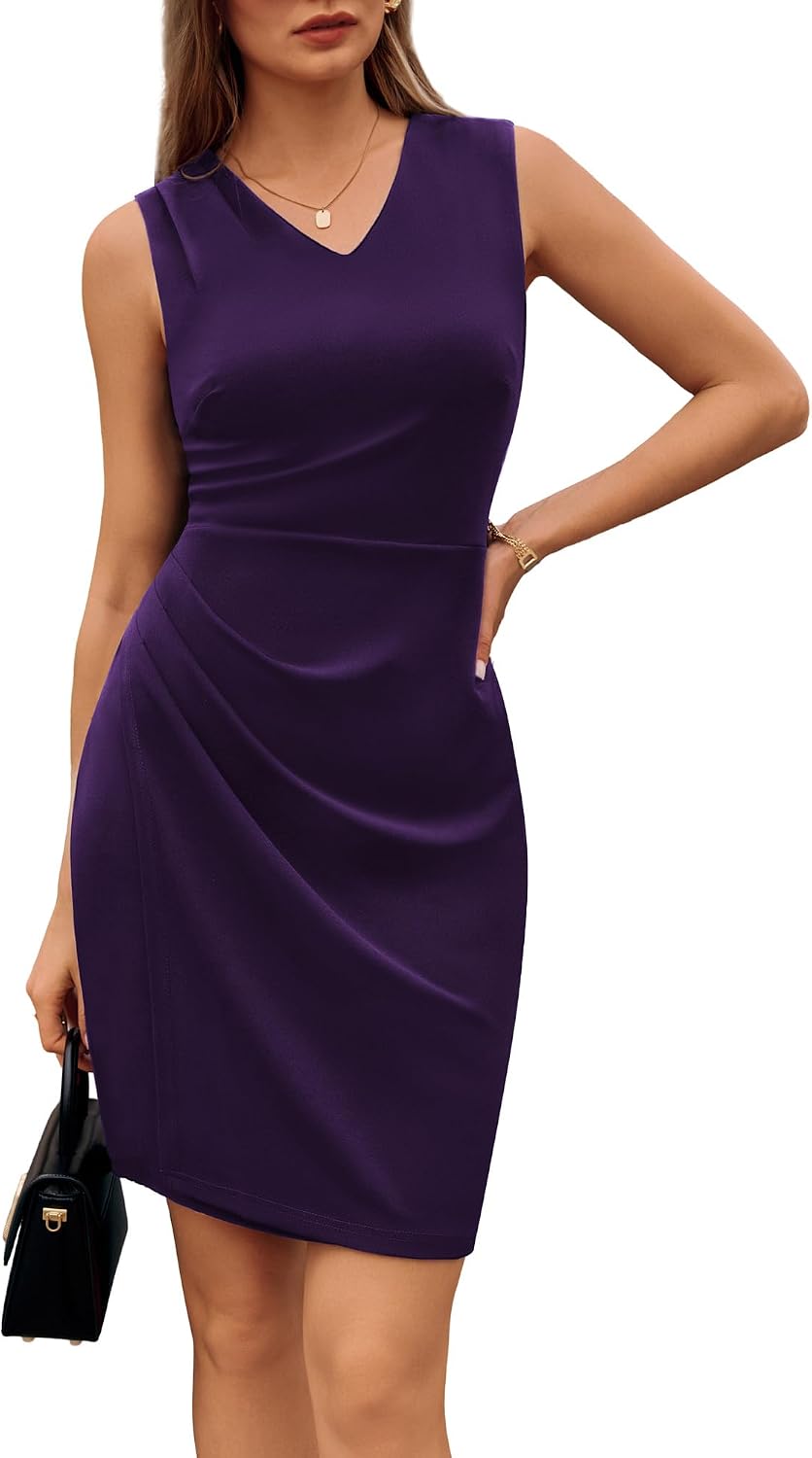 V-neck wrap pencil dress with ruched bodycon detailing