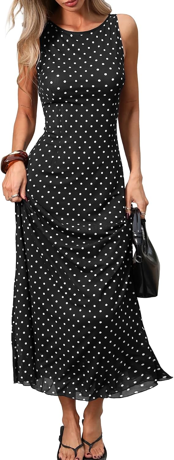 Back view of polka dot tank dress
