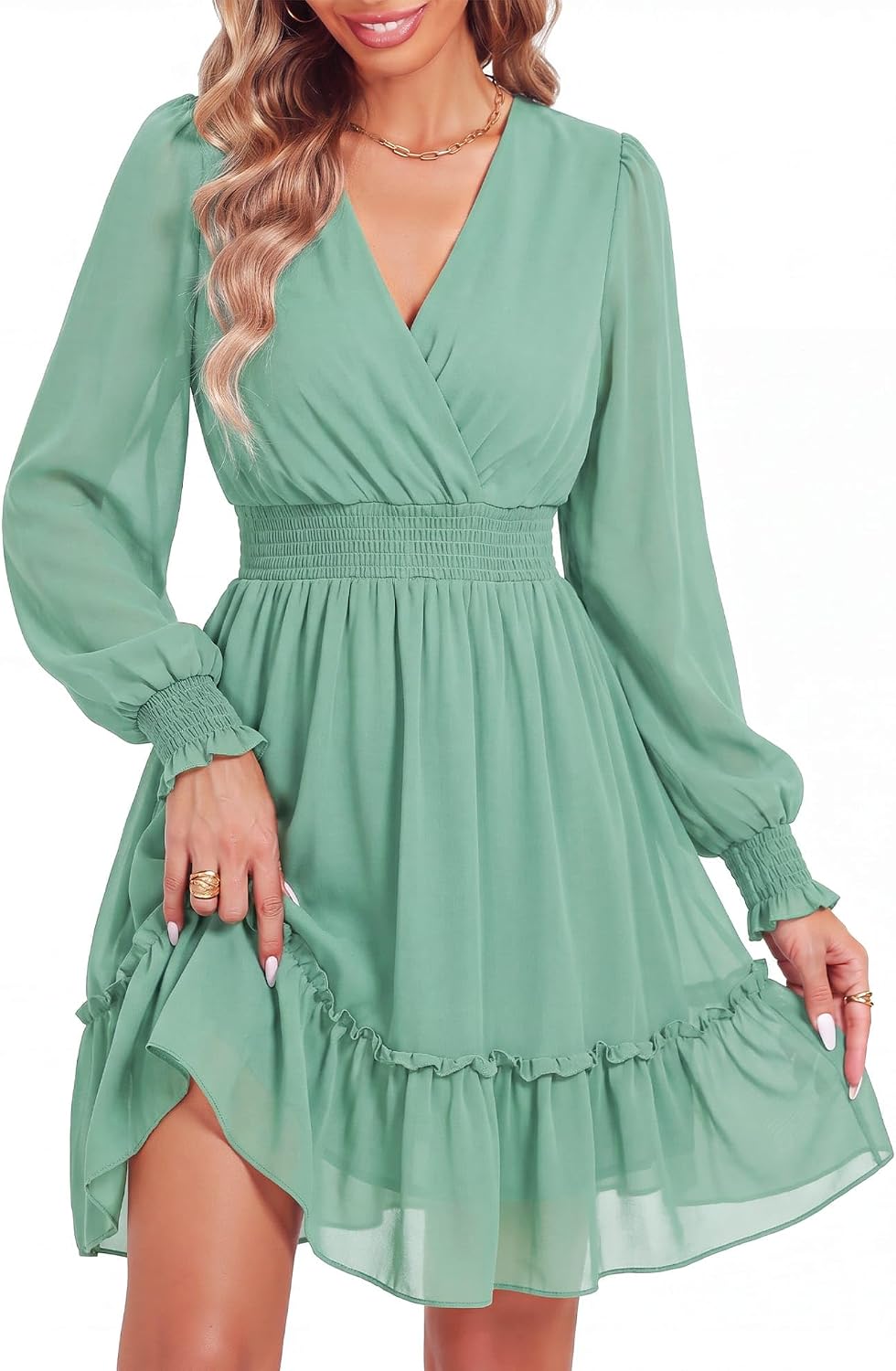 Close-up of smocked waist detail