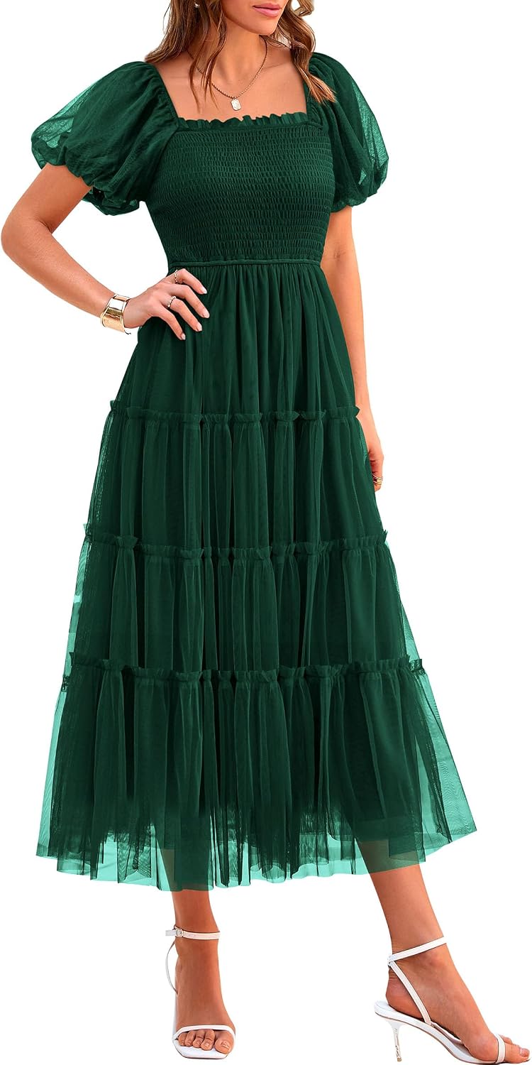 Back view of smocked bodice dress