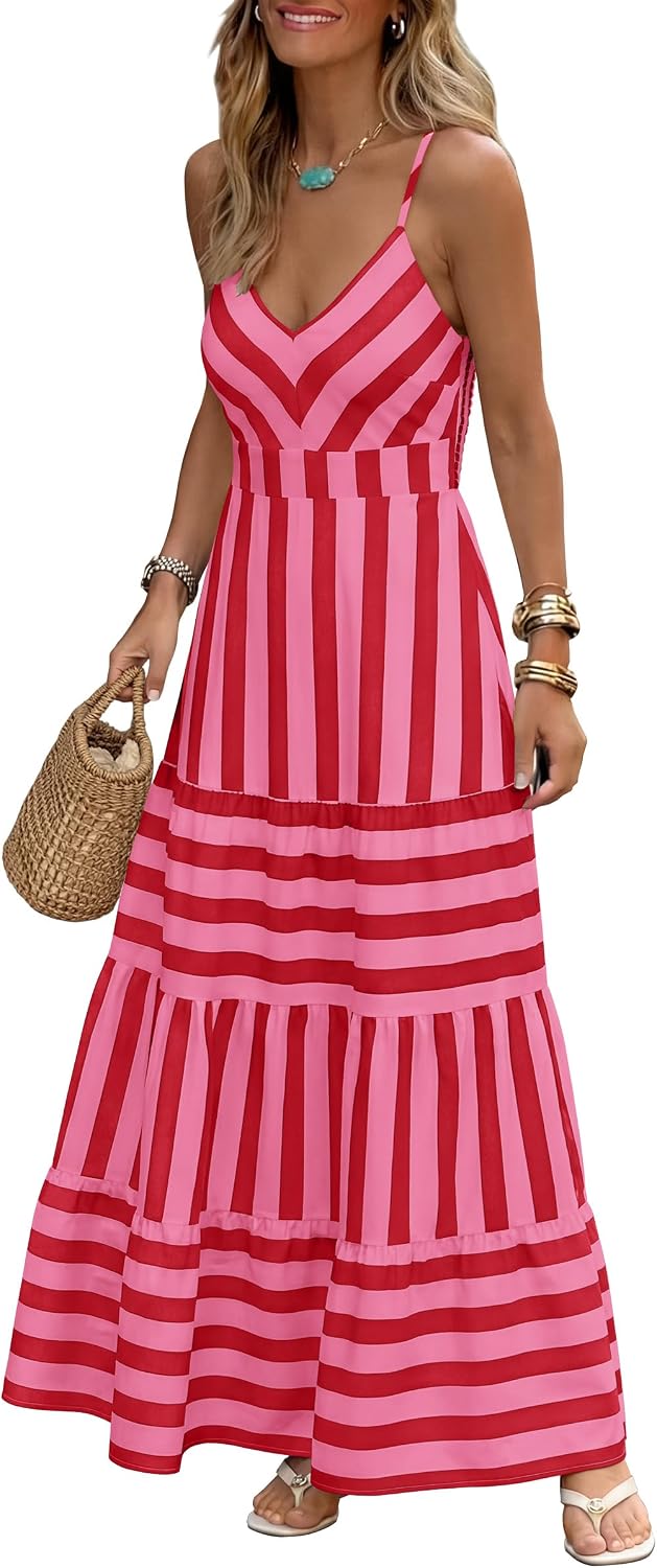 Gingham plaid maxi dress with spaghetti straps and a smocked back