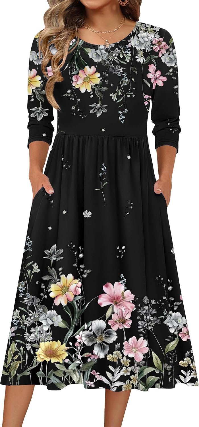 Model wearing A-line pocket dress