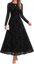 Floral print maxi dress with sheer mesh long sleeves and ruched detailing