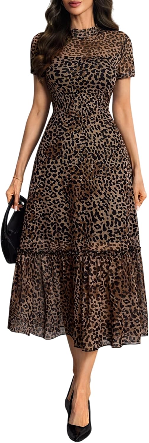 Floral mesh maxi dress with ruffle detail