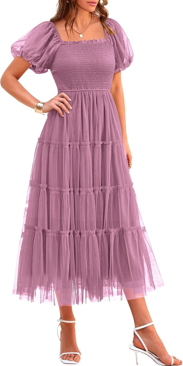 Back view of smocked bodice dress