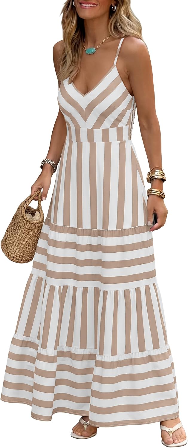 Gingham plaid maxi dress with spaghetti straps and a smocked back