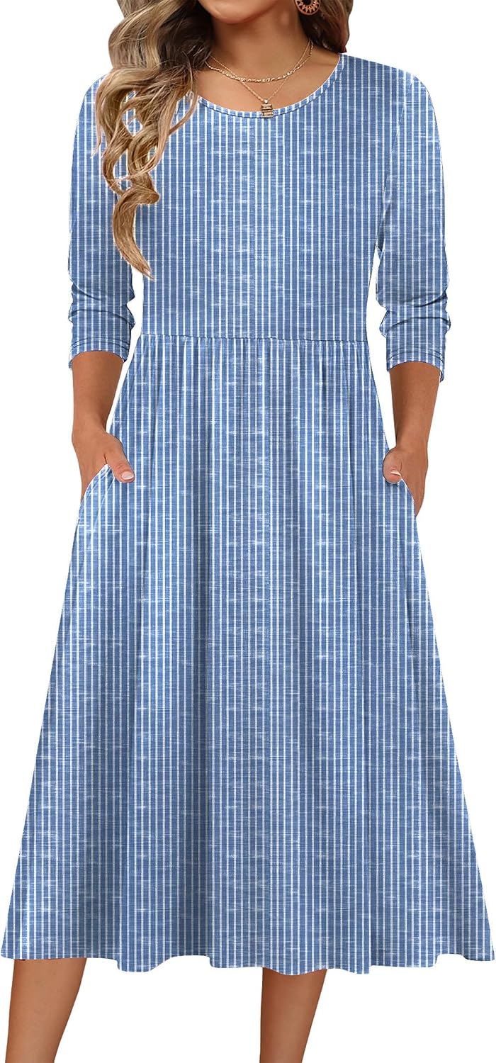 Three-quarter view of casual midi dress