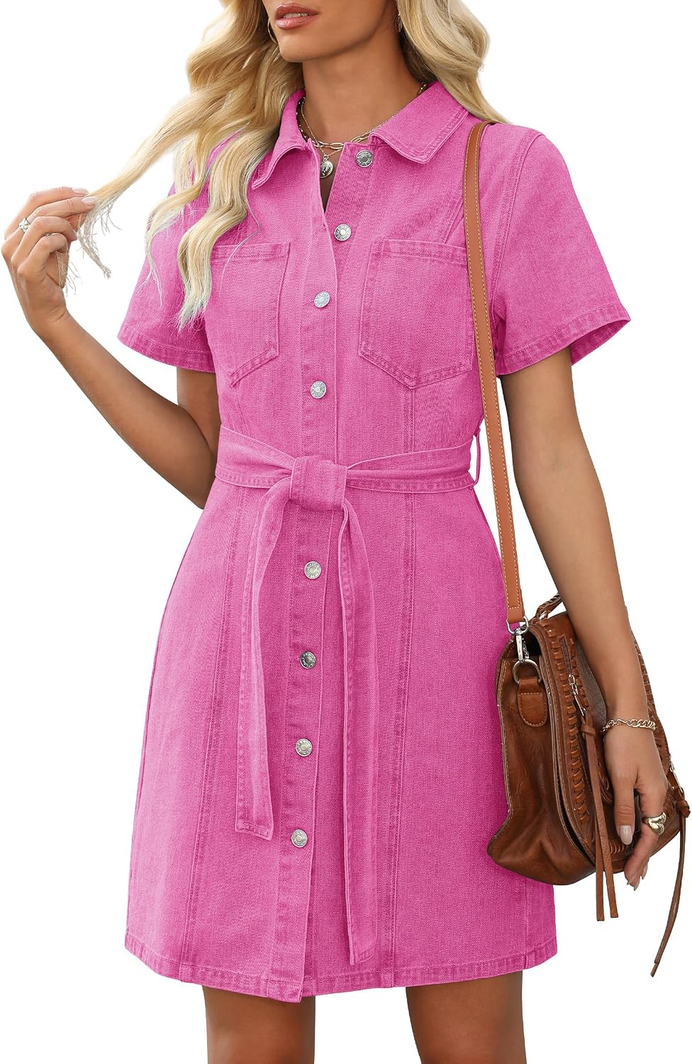 Back view of button-front dress